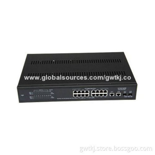 10/100M 16-port PoE switch with 2x100/1000M uplink ports+2xGigabit SFP ports